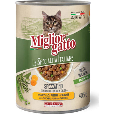 Migliorgatto Specialità Bocconi Pollo Piselli Carote 405 gr
