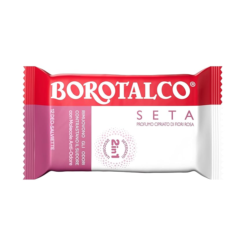 Borotalco - Lingettes Soie 2en1 nettoyantes et déodorantes 12 pcs