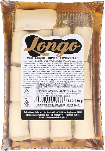 Longo Mostaccioli mignon ripieni di limoncello- 330 gr