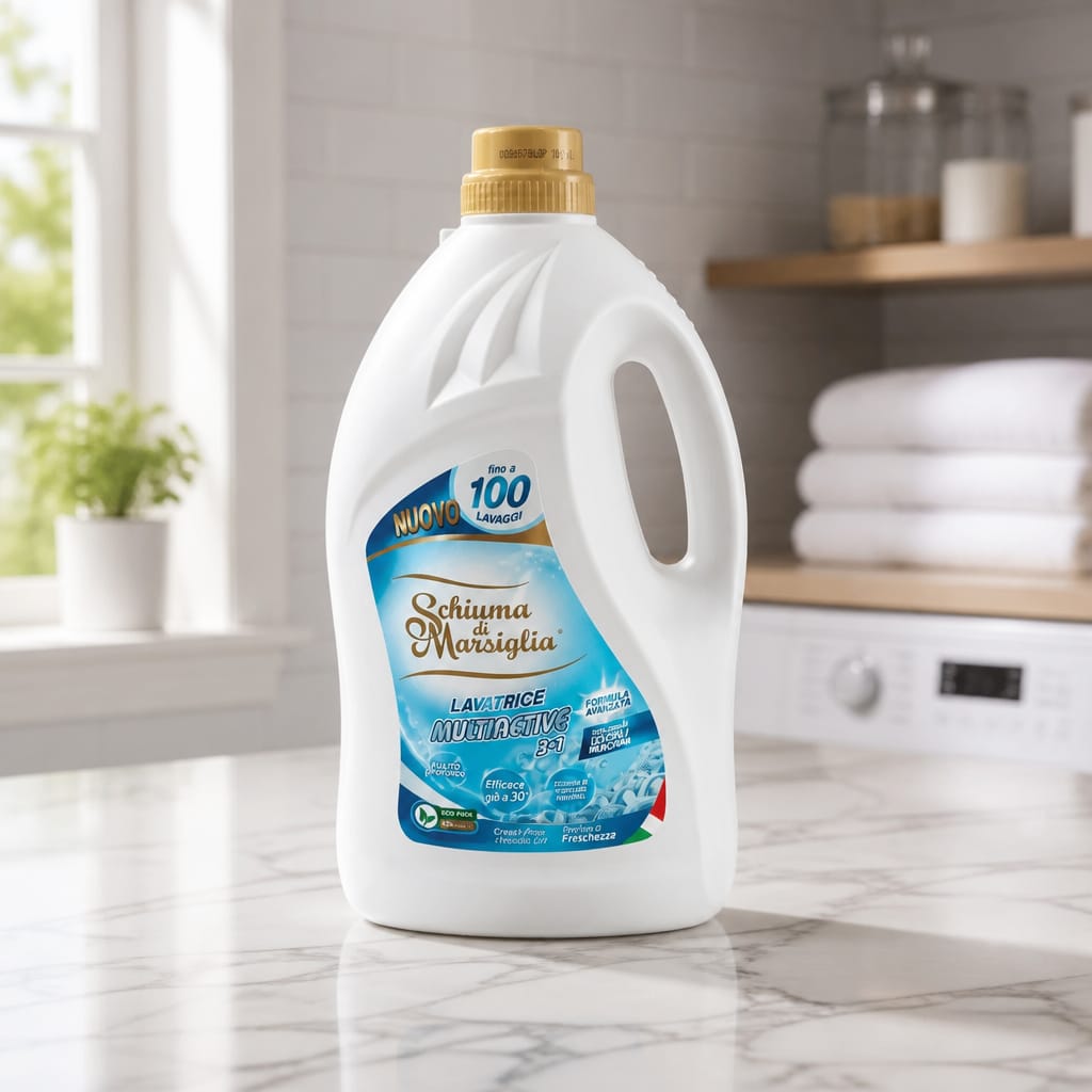 Schiuma di Marsiglia Lavatrice Multiactive 3 in 1 100 Lavaggi Maxi Formato 5000 ml