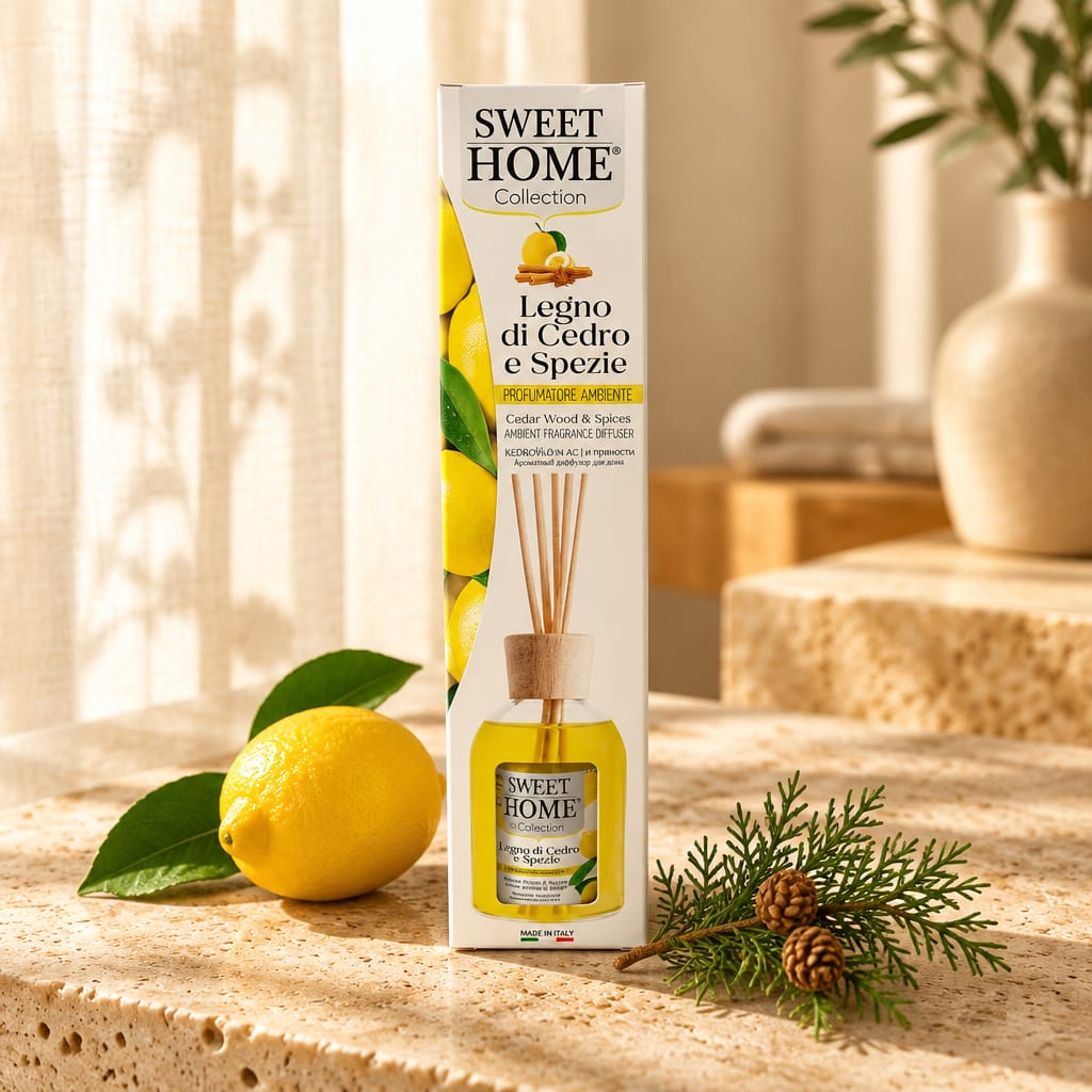 Sweet Home Profumatore Ambiente con Bastoncini Legno di Cedro e Spezie 100 ml