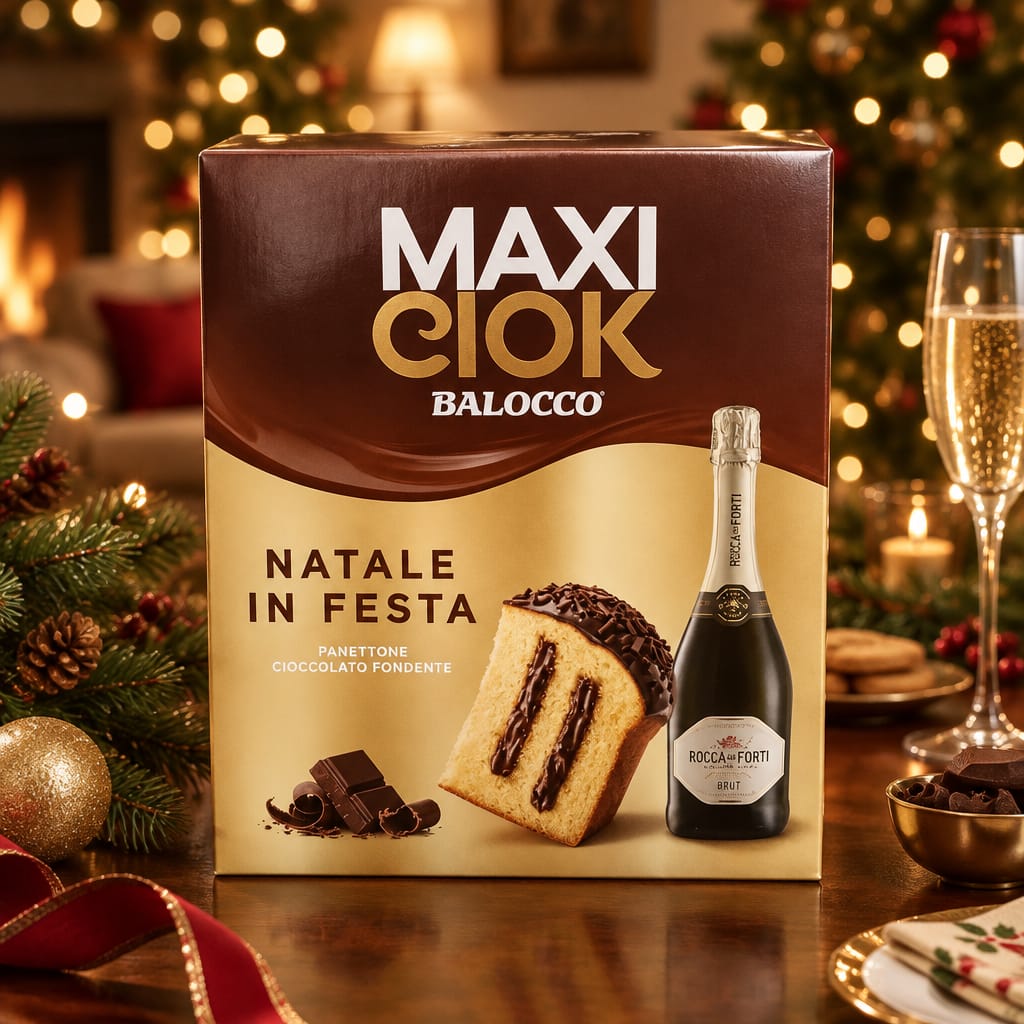 Balocco MaxiCiok Natale in Festa Panettone al Cioccolato Fondente