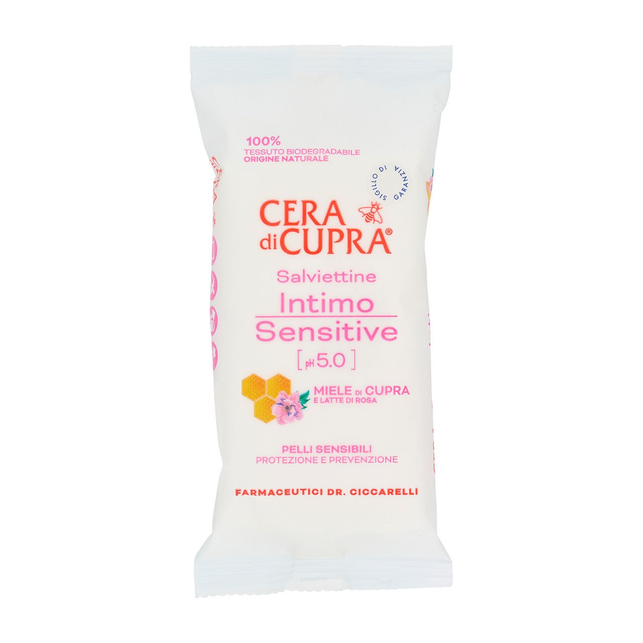 Salviettine Intime Cera di Cupra Sensitive pH 5,0 per Pelli Sensibili 12 pz