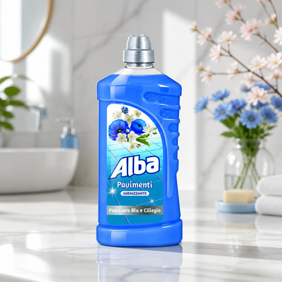 ALBA Pavimenti Blue Poppy and Cherry 1000 ml – Sanitizing Detergent for Floors and Washable Surfaces