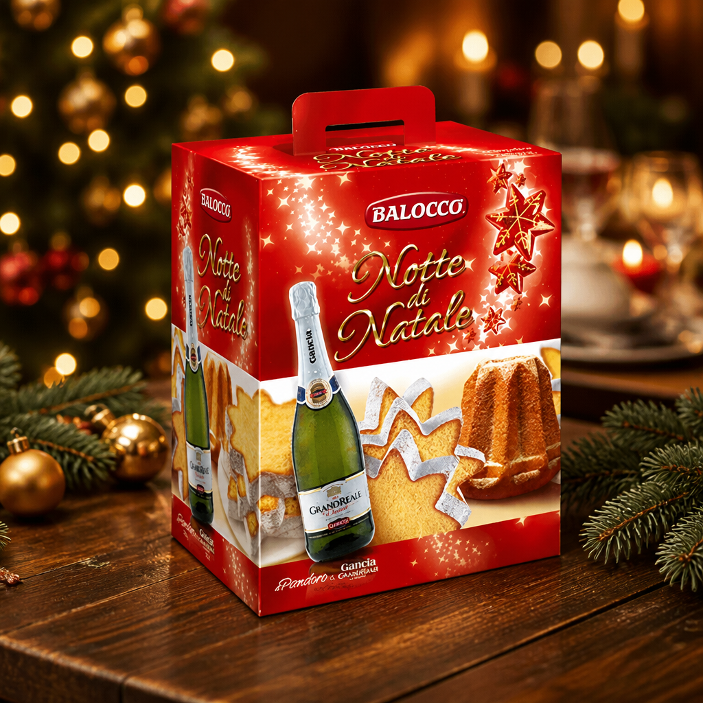 Balocco Christmas Night Pandoro &amp; Bottle