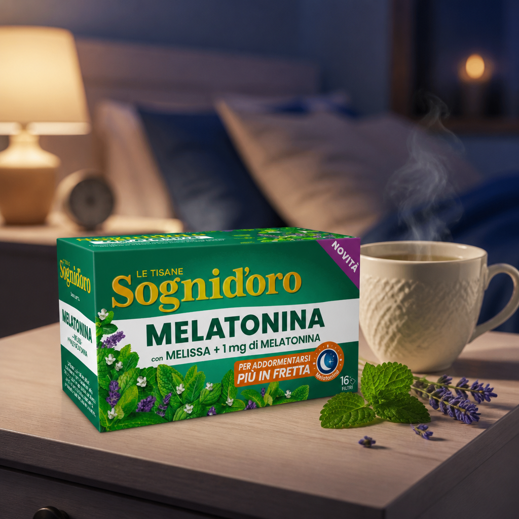 Sognid'oro Tisanes Mélatonine à la Mélisse + 1 Mg de Mélatonine Sachets 16 X 2 G