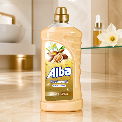 ALBA Pavimenti Argan & Narciso 1000 ml – Detergente Igienizzante per Pavimenti e Superfici Lavabili