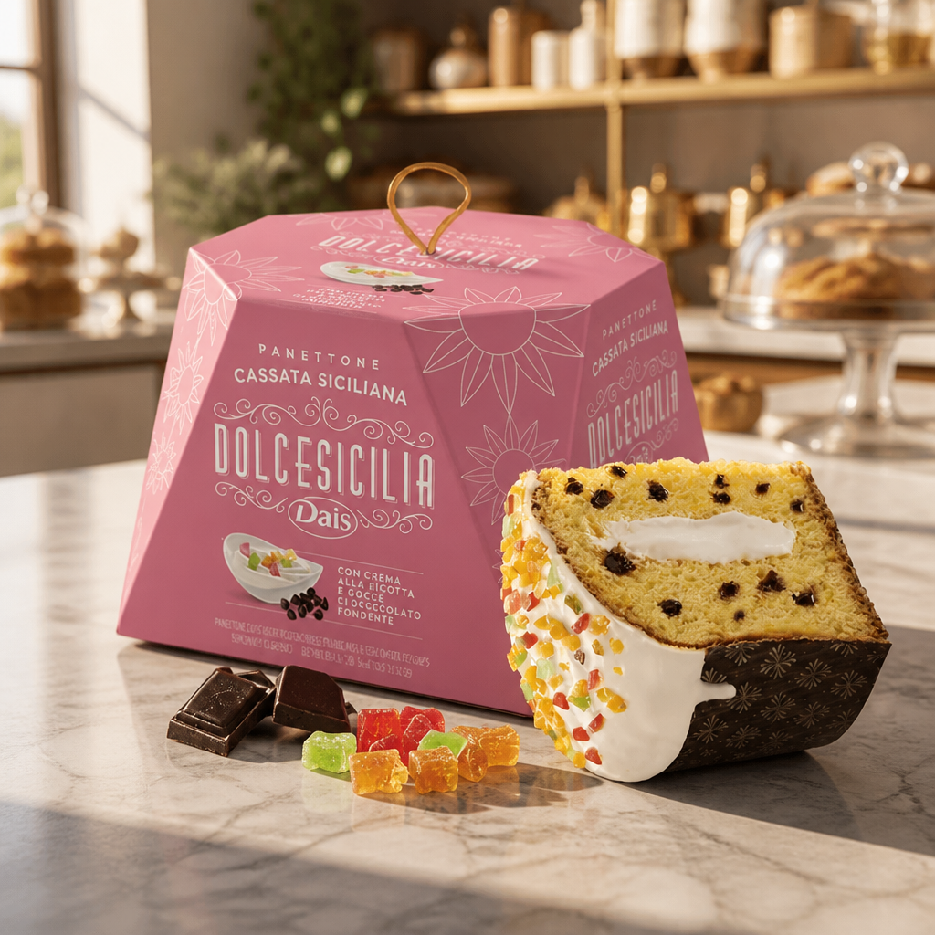 Panettone cassata sicilienne Dais avec crème de ricotta 800g
