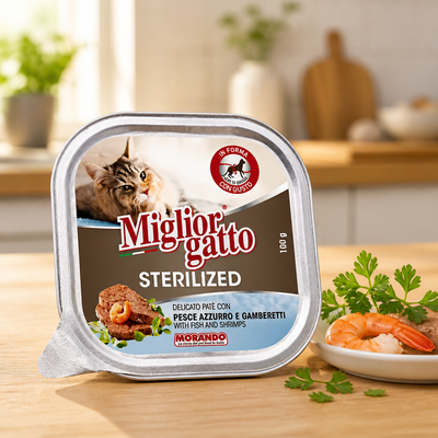 Migliorgatto Terrine Stérilisé Poissons Bleus et Crevettes 100 g