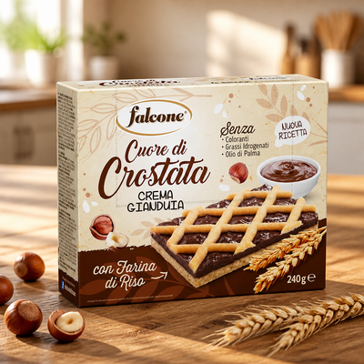 Part de tartelette en forme de cœur Falcone Gianduia 60 g x 4 