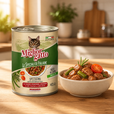 Migliorgatto Spécialités Morceaux Bœuf Tomates Haricots Verts 405 gr