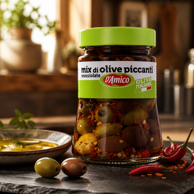 D'Amico Pitted Spicy Olive Mix 280g