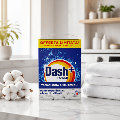 Lessive en poudre Dash Power, technologie anti-résidus, 83 doses