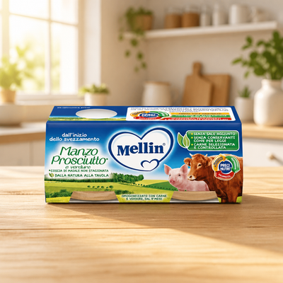 Mellin Homogenized Beef/Ham and Vegetable Baby Food 2 x 80 g
