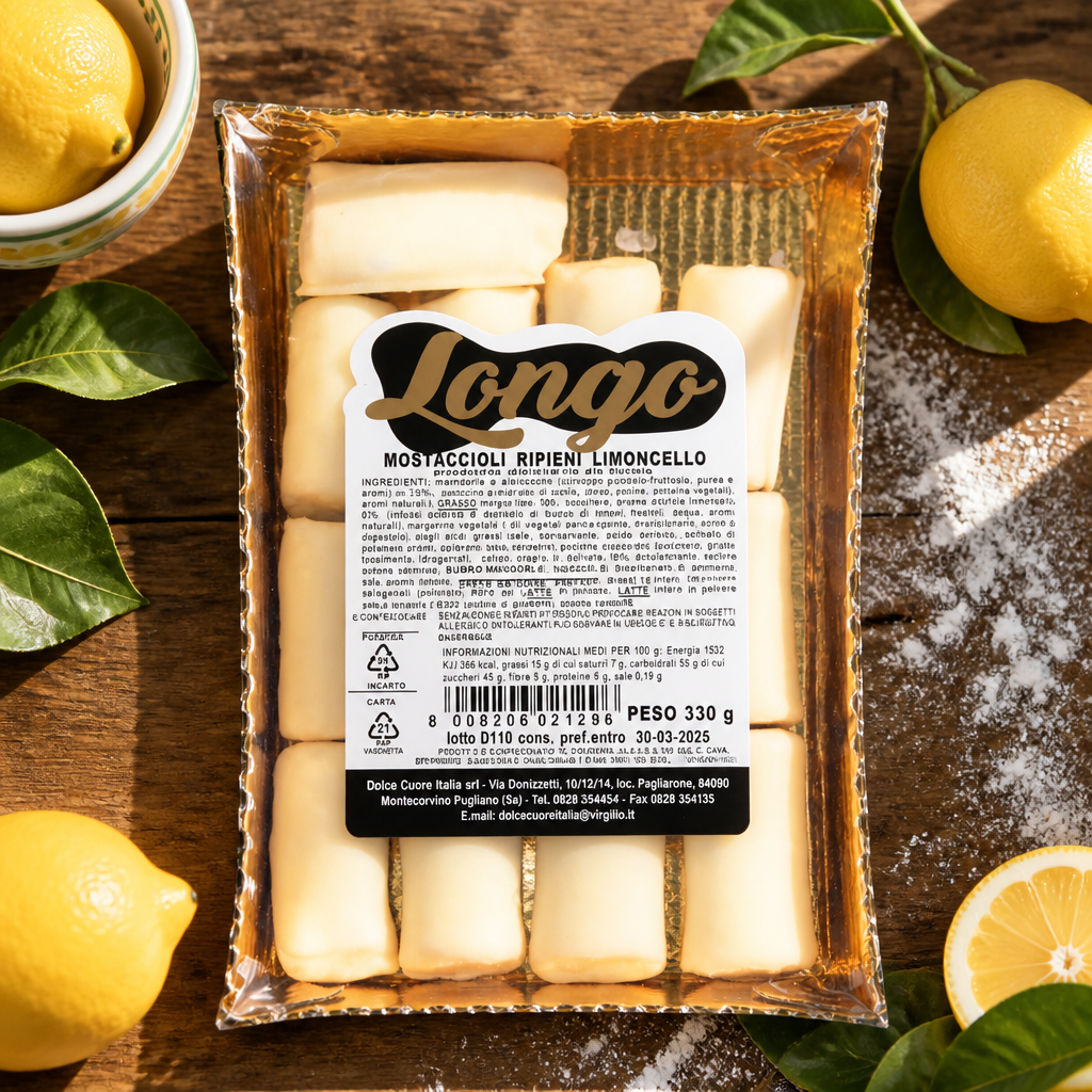 Longo Mostaccioli mini stuffed with limoncello - 330 gr