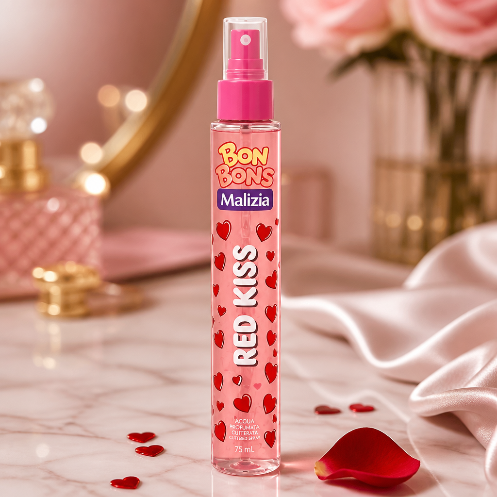Acqua Corpo Glitter Profumata Spray Malizia Bon Bons Red Kiss 75 ml