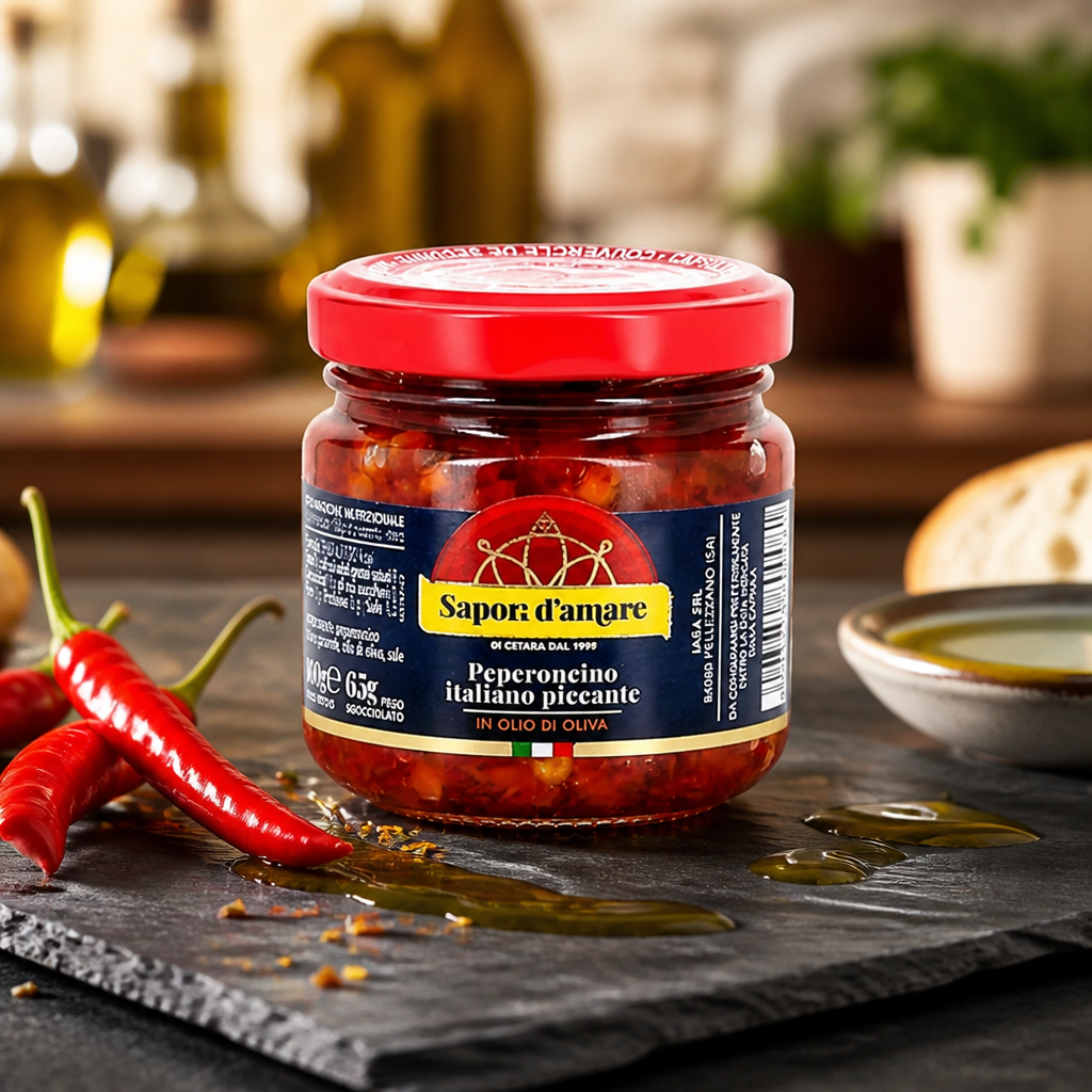 Piments forts italiens Sapori d'Amare à l'huile d'olive 100 g