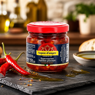 Piments forts italiens Sapori d'Amare à l'huile d'olive 100 g