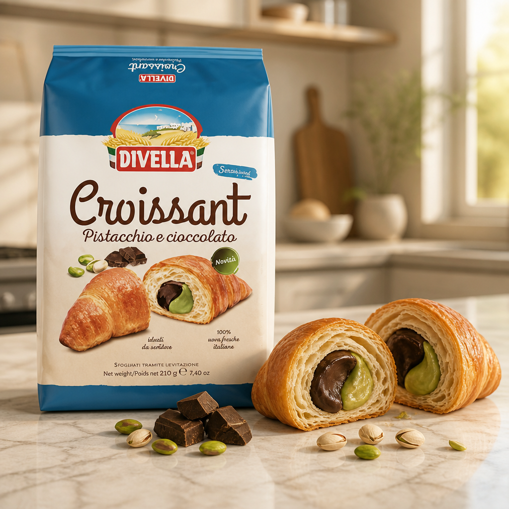 Divella 5 Croissant Pistacchio e Cioccolato 210 g