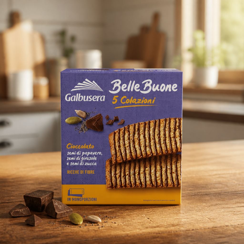 Galbusera BelleBuone 5 Breakfasts Chocolate poppy/sunflower/pumpkin seeds 5×40 g