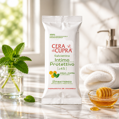 Salviettine Intime Protettive Cera di Cupra pH 4,5 con Antibatterico 12 pz