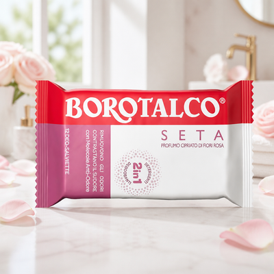 Borotalco - Lingettes Soie 2en1 nettoyantes et déodorantes 12 pcs