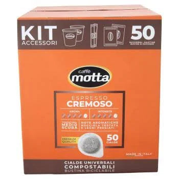 Caffè Motta Espresso Cremoso in cialde 50 cialde monodose e Kit accessori